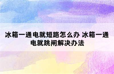 冰箱一通电就短路怎么办 冰箱一通电就跳闸解决办法